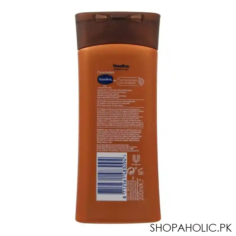 vaseline intensive care cocoa radiant pure cocoa butter body lotion, 200ml image2