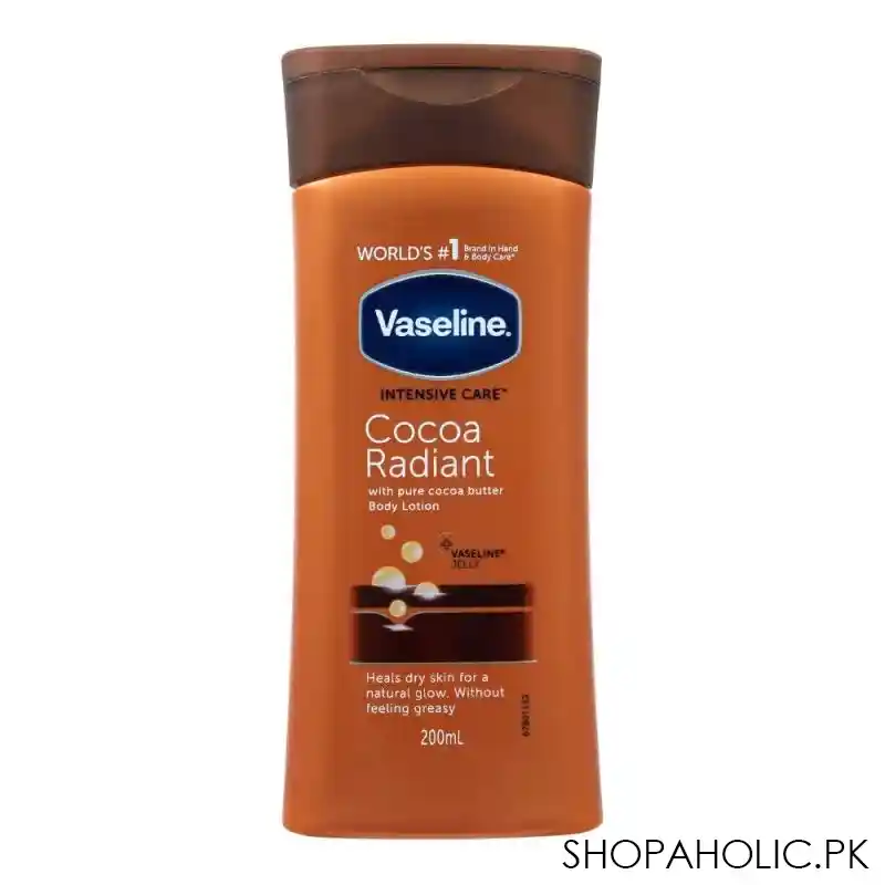 vaseline intensive care cocoa radiant pure cocoa butter body lotion, 200ml main image