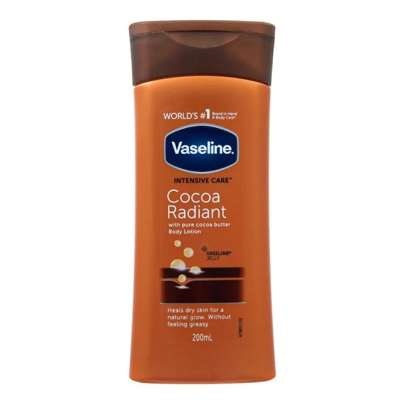 vaseline intensive care cocoa radiant pure cocoa butter body lotion, 200ml main image