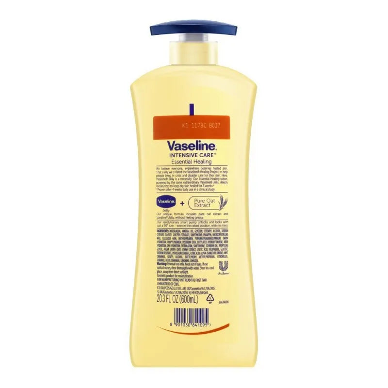 vaseline intensive care essential healing body lotion, pump, 600ml image2