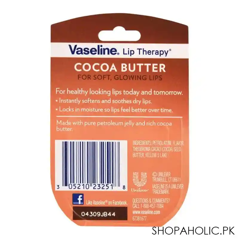 vaseline lip therapy lip balm, cocoa butter, 7gm image2