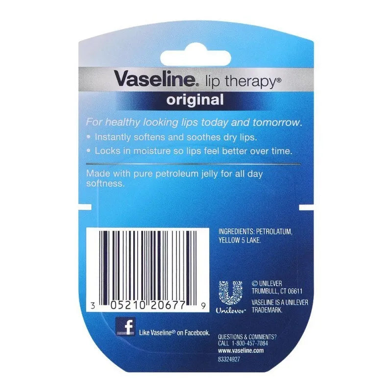 vaseline lip therapy lip balm, original, 7g image2