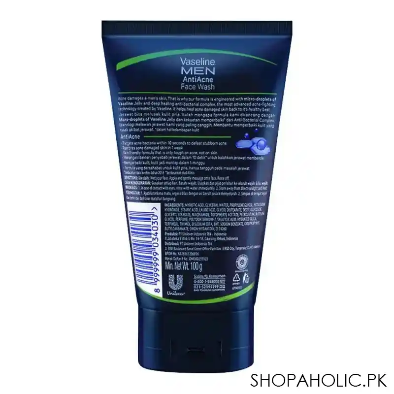 vaseline men anti acne face wash 100gm image2