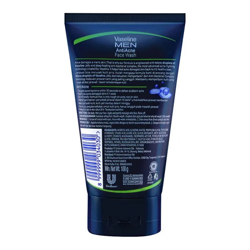 vaseline men anti acne face wash 100gm image2