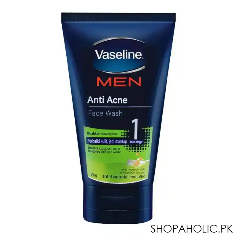 vaseline men anti acne face wash 100gm main image