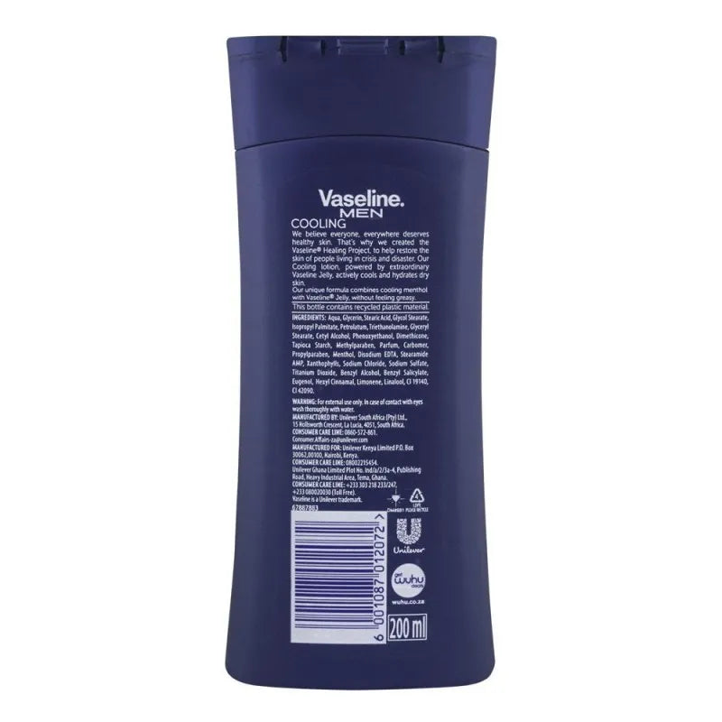 vaseline men cooling 48h moisturisation normal to dry skin body lotion, 200ml image2