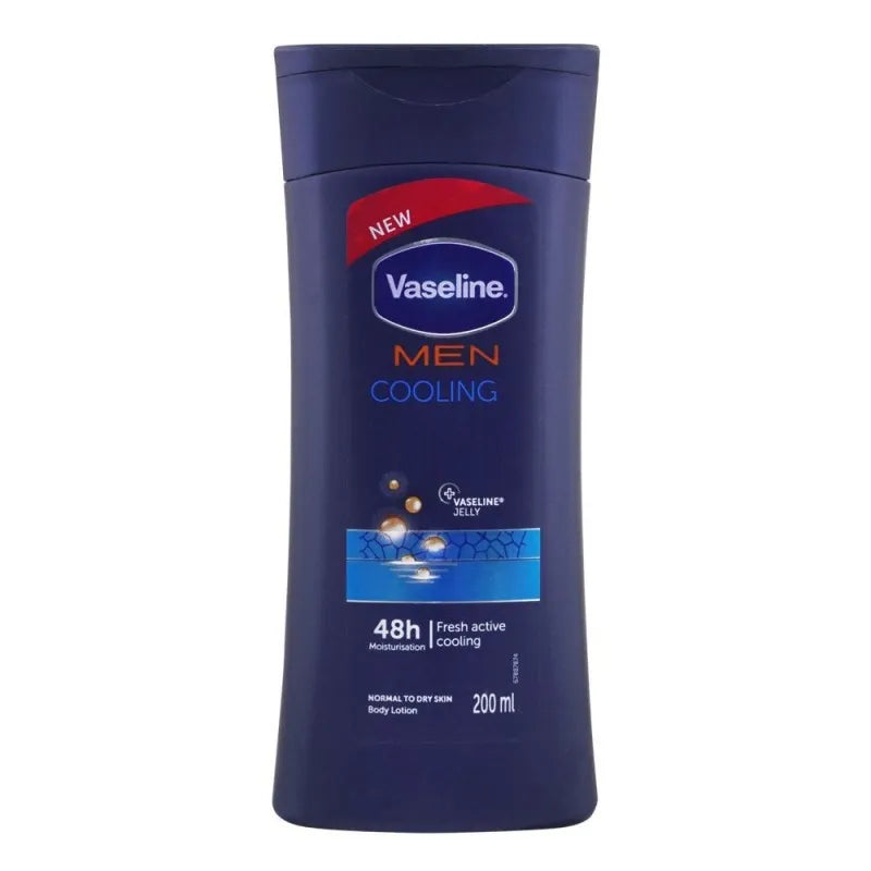 vaseline men cooling 48h moisturisation normal to dry skin body lotion, 200ml main image