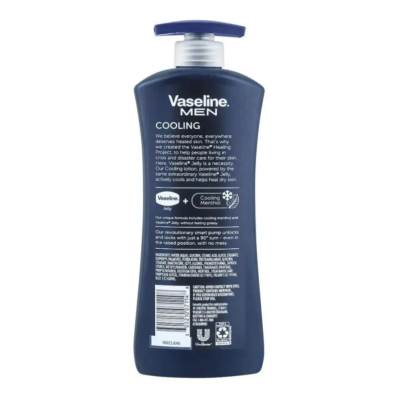 vaseline men healing moisture cooling body lotion, 600ml image2