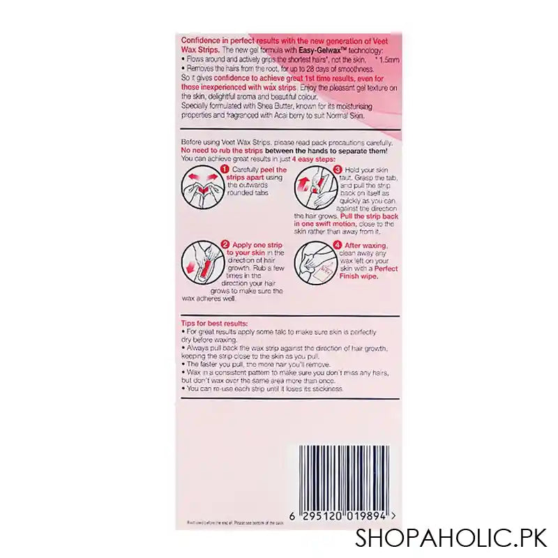 Veet Easy-Gelwax Shea Butter And Acai Berries Skin Wax Strips 12-Pack - Image 3