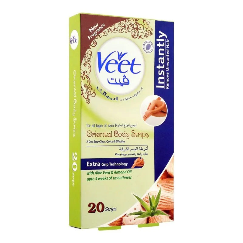 veet oriental aloe vera & almond oil body strips, 20 pack main image