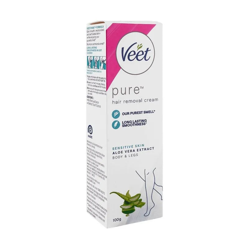 veet pure aloe vera extract sensitive skin hair removal cream, 100ml image2