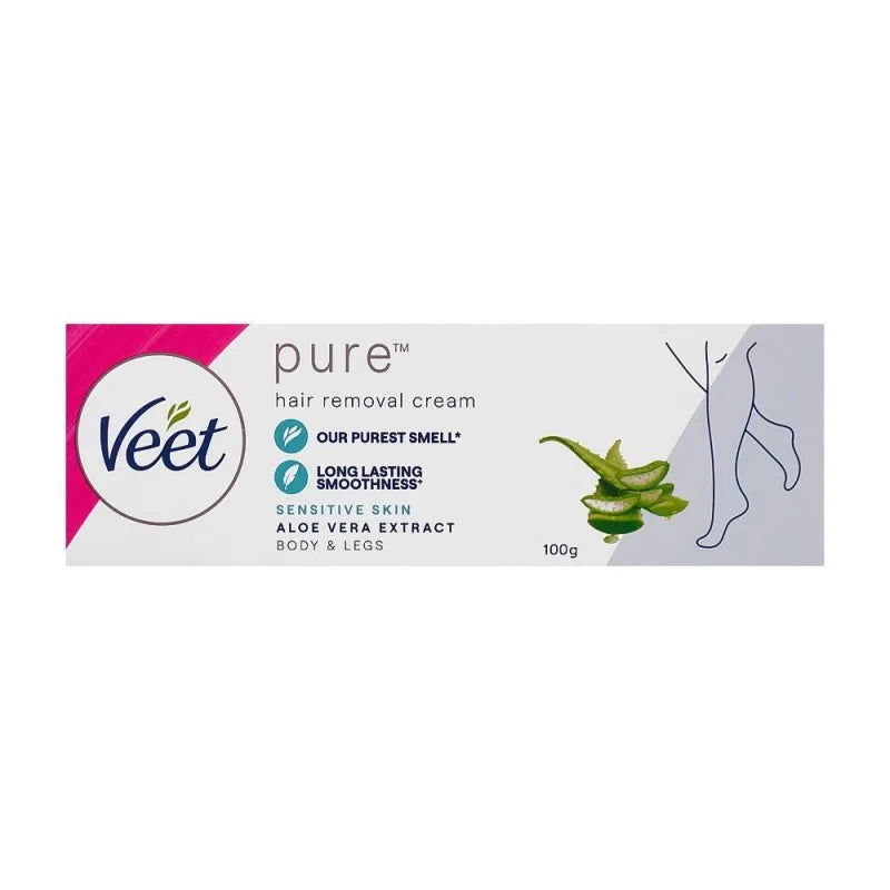 veet pure aloe vera extract sensitive skin hair removal cream, 100ml image3