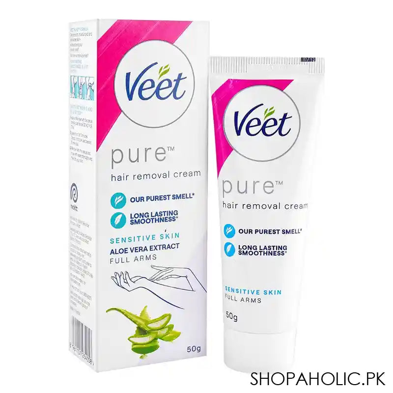 Veet Pure Aloe Vera Extract Sensitive Skin Hair Removal Cream, 50g - Image 4