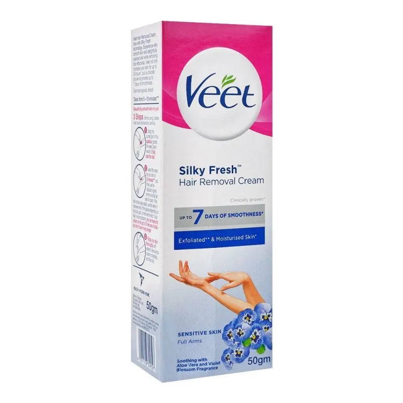 veet silk & fresh sensitive skin aloe vera and vitamin e hair removal cream, 50g image3