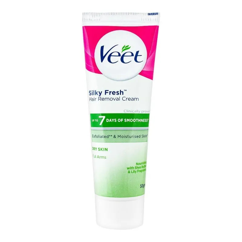 veet silky fresh shea butter & lily hair removal cream, full arms, dry skin, 50g image2