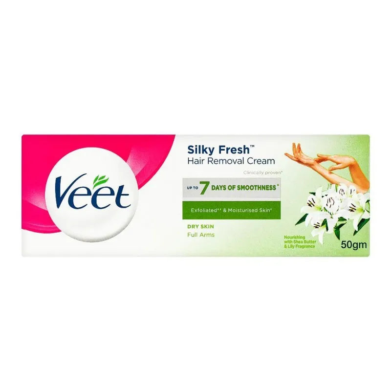 veet silky fresh shea butter & lily hair removal cream, full arms, dry skin, 50g image4