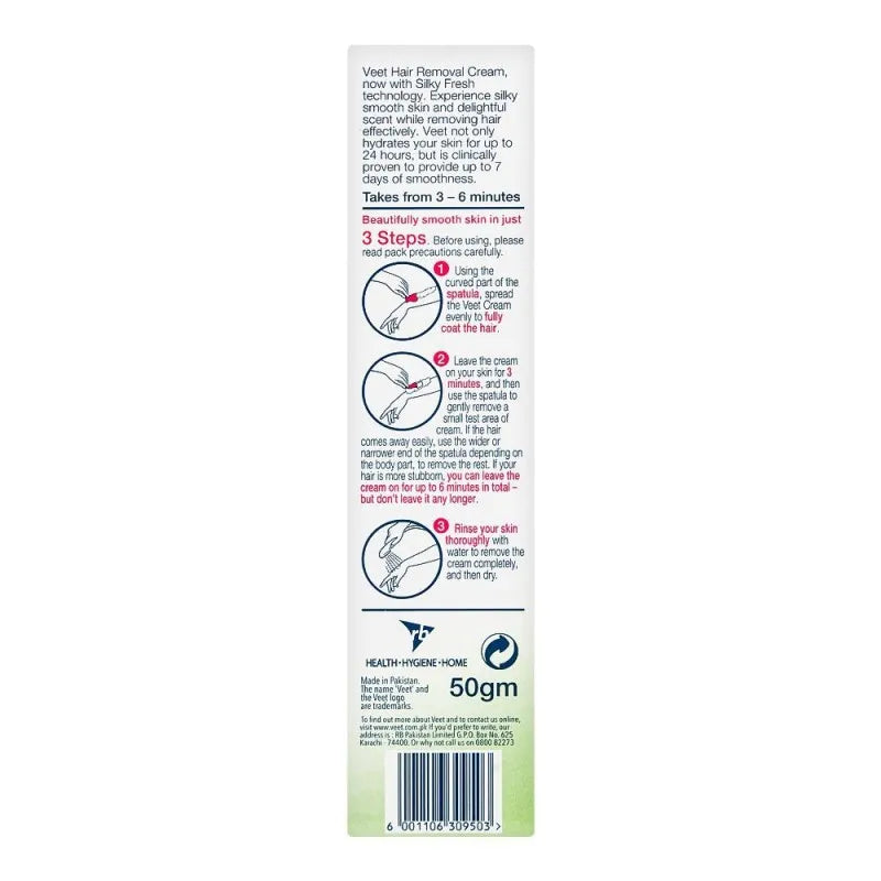 veet silky fresh shea butter & lily hair removal cream, full arms, dry skin, 50g image6