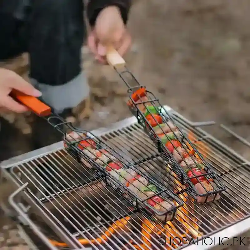 vegetable & bbq grill with wooden handle image5