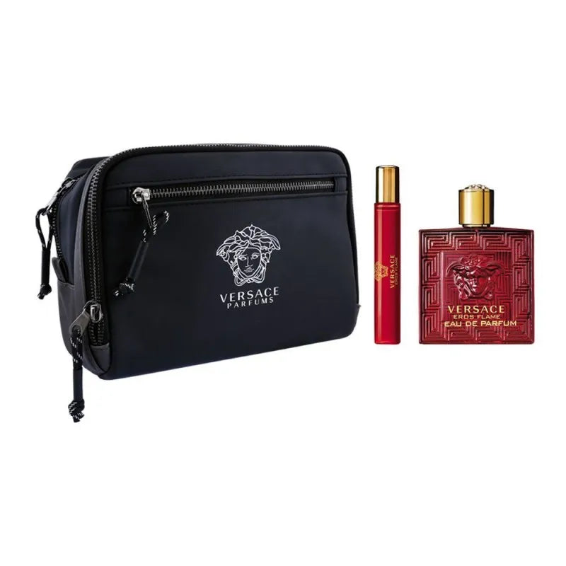 versace eros flame perfume set, for men, edp 100ml + edp 10ml + pouch main image