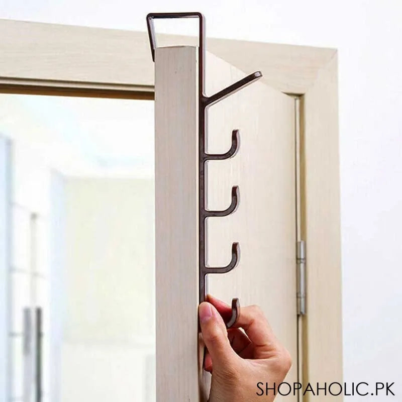 vertical hook over the door organizer holder with 5 level image5