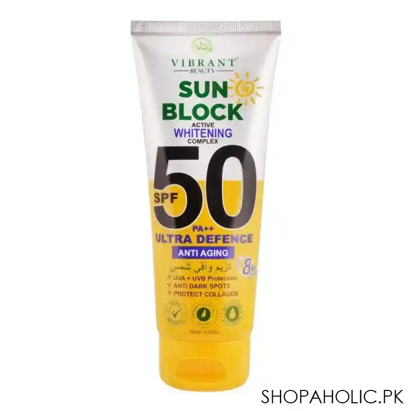 vibrant beauty sun block anti aging ultra defence, spf50, 150ml main image