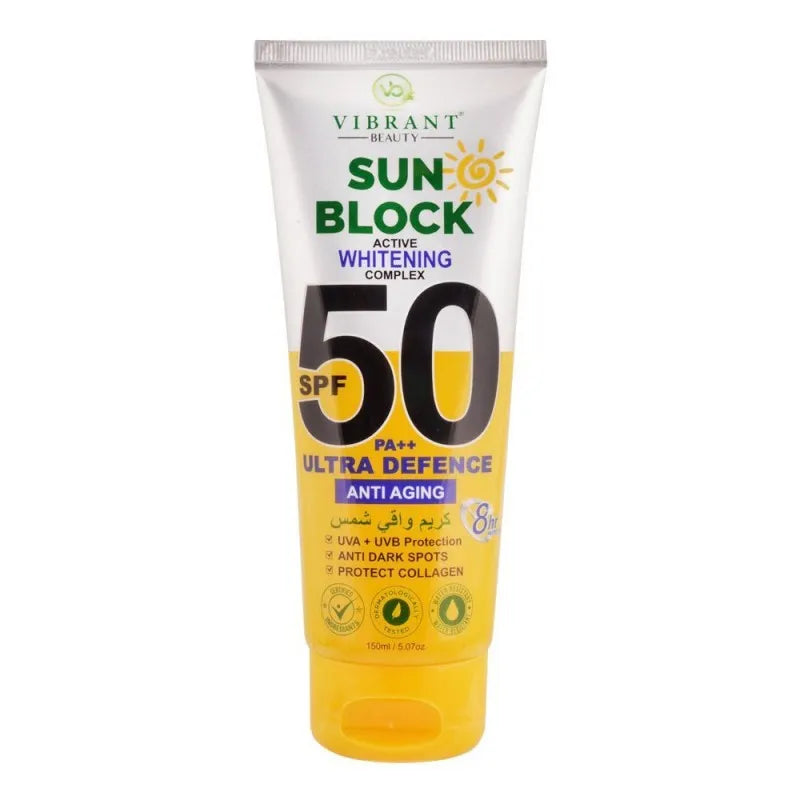 vibrant beauty sun block anti aging ultra defence, spf50, 150ml main image