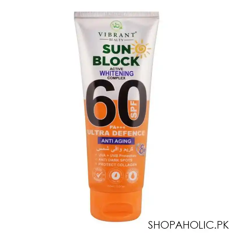 vibrant beauty sun block anti aging ultra defence, spf60, 150ml main image