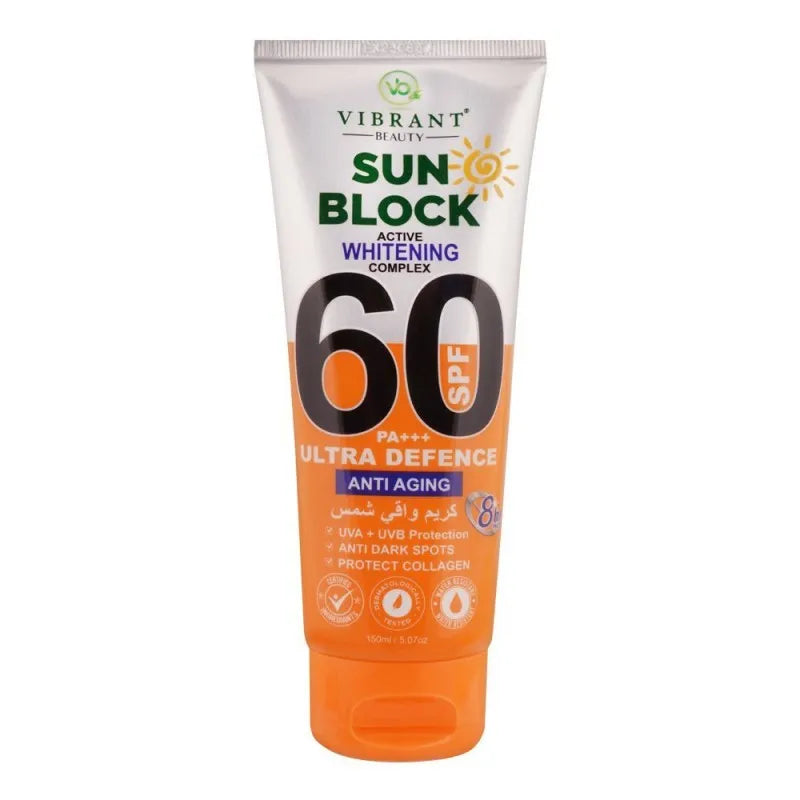 vibrant beauty sun block anti aging ultra defence, spf60, 150ml main image