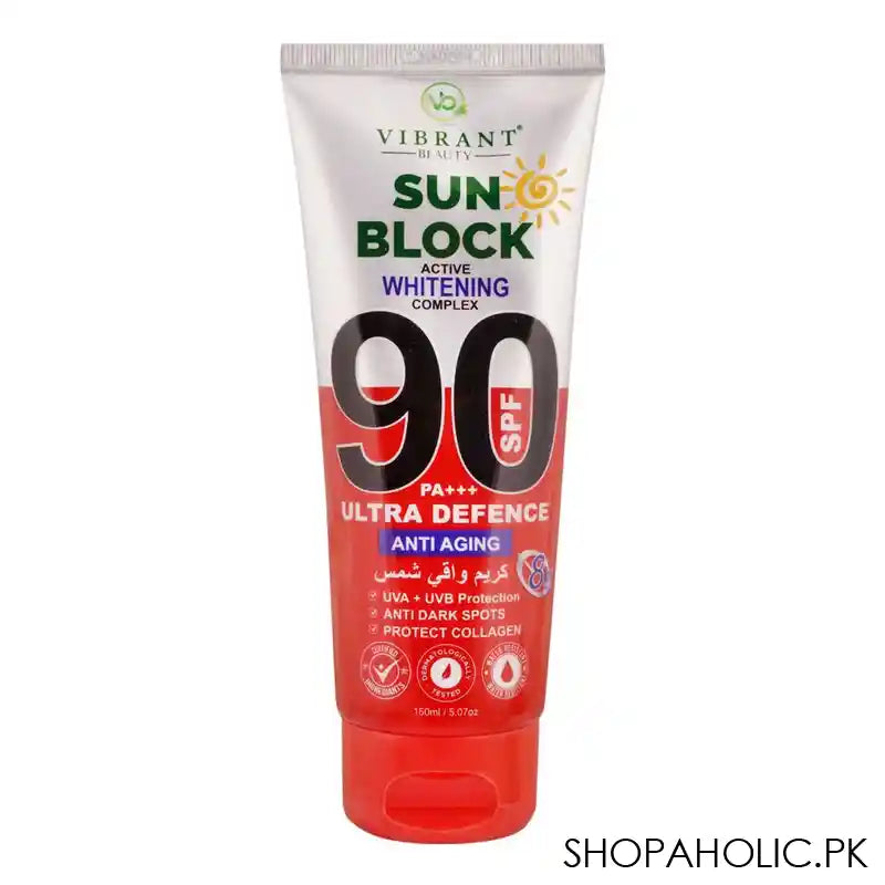 Vibrant Beauty Sun Block Anti Aging Ultra Defence, SPF90, 150ml - Main Image