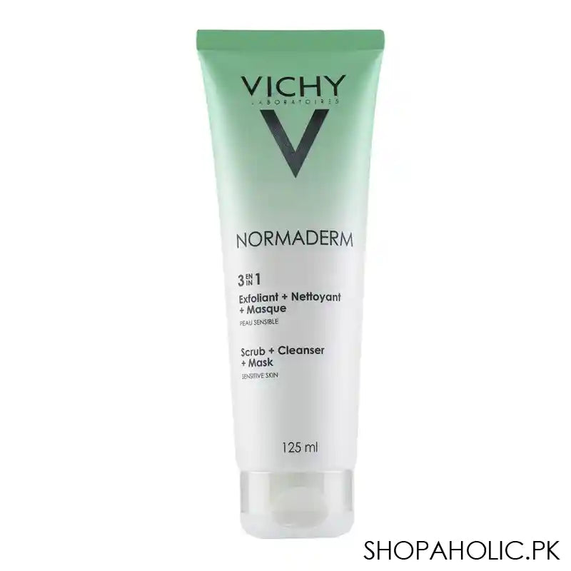 Vichy Normaderm 3-In-1 Cleanser (Scrub+Cleanser+Mask), For Oily Acne-Prone Skin, 125ml - Main Image