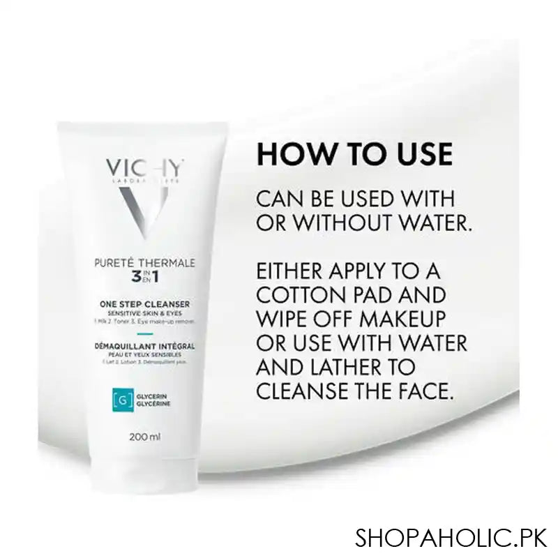 Vichy Purete Thermale 3-in-1 Face Cleanser (Milk+Toner+Eye Makeup Remover), For Sensitive Skin and Eyes, 200ml - Image 2