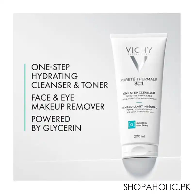 Vichy Purete Thermale 3-in-1 Face Cleanser (Milk+Toner+Eye Makeup Remover), For Sensitive Skin and Eyes, 200ml - Image 5