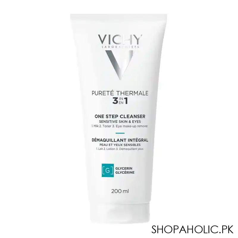 Vichy Purete Thermale 3-in-1 Face Cleanser (Milk+Toner+Eye Makeup Remover), For Sensitive Skin and Eyes, 200ml - Main Image