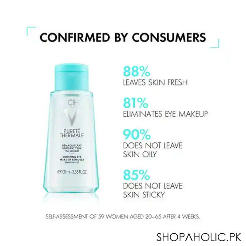 Vichy Purete Thermale Soothing Eye Make-up Remover, For Sensitive Eyes, 100ml - Image 6