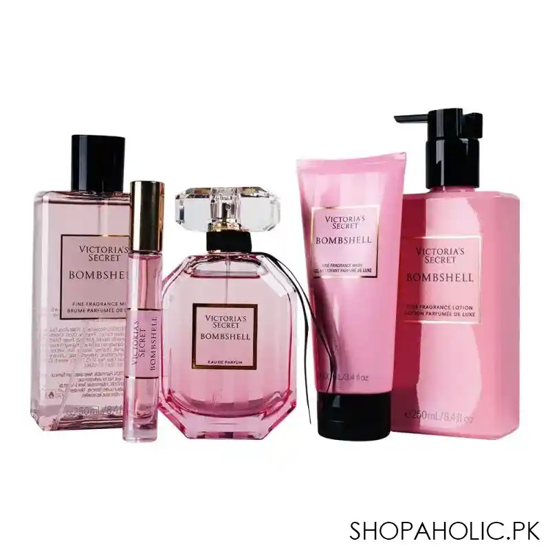 victoria secret bombshell set edp 100ml+7.5ml+face wash 100ml+lotion 250ml +mist 250ml main image