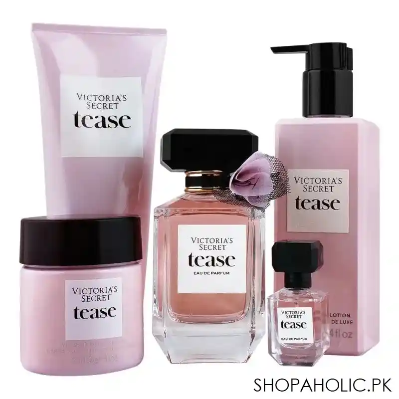 victoria's secret tease set eau de toilette 100ml + eau de parfum 7.5ml + body cream 120ml + wash 200 ml + lotion, 250ml main image