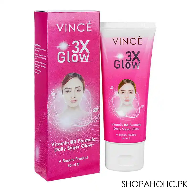 Vince 3X Daily Super Glow Cream With Vitamin B3, Non-Greasy, Paraben-Free, Vegan, 50ml - Main Image