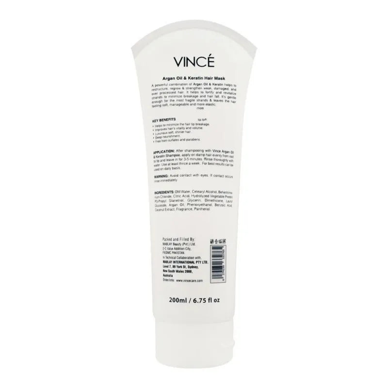 vince anti breakage argan oil & keratin hair mask, 200ml image2