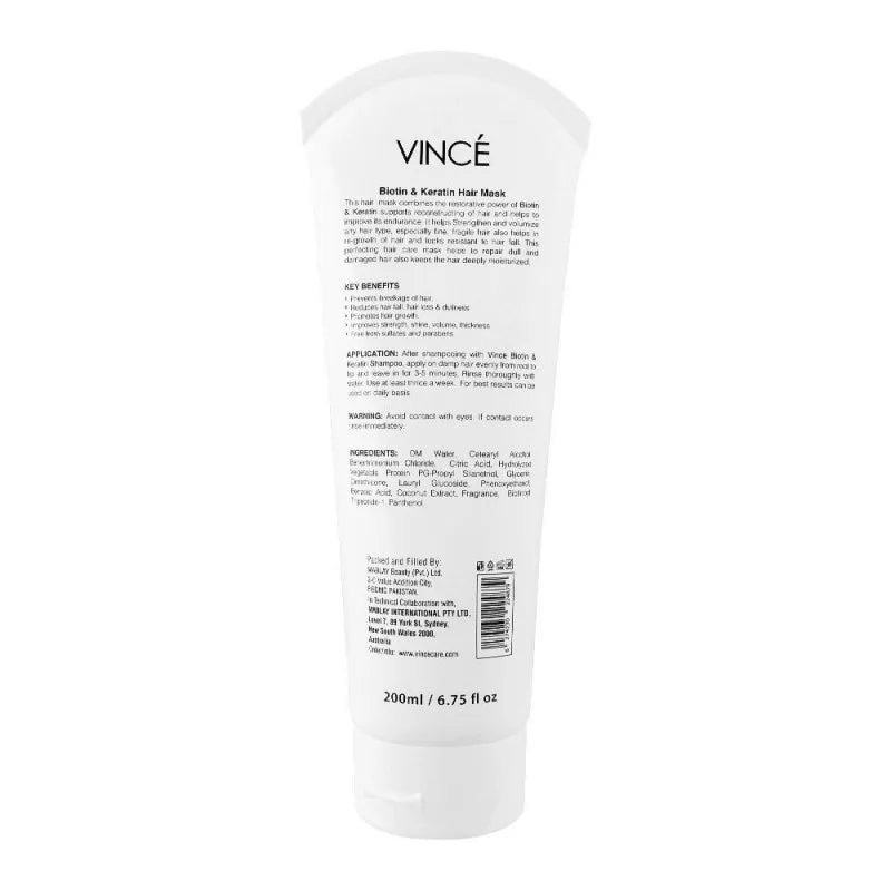 vince biotin & keratin anti hair loss mask, 200ml image2