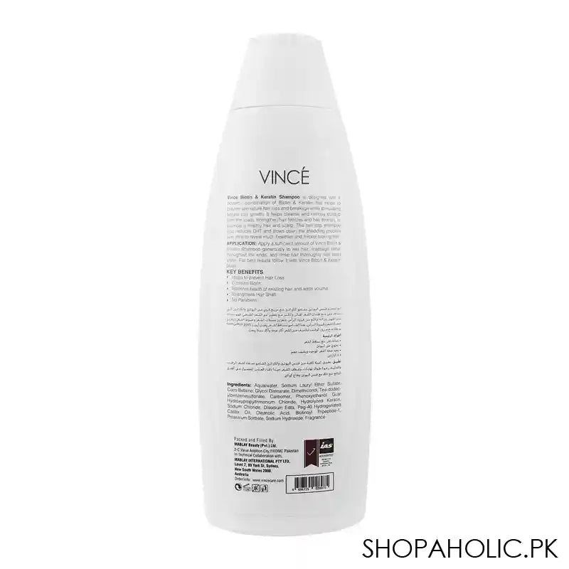 Vince Biotin & Keratin Anti Hair Loss Shampoo, 200ml - Image 2