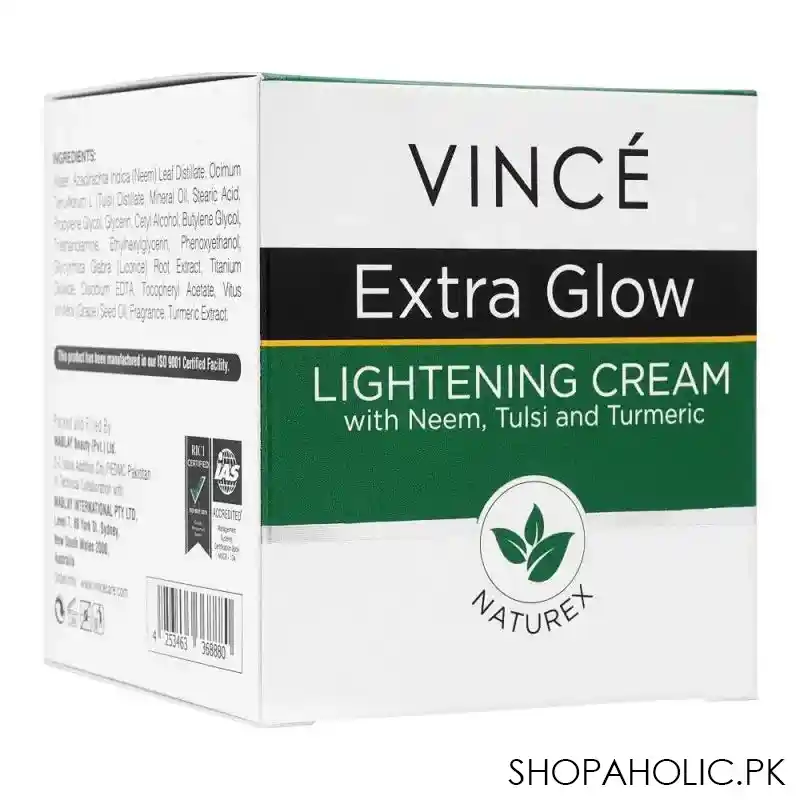 vince extra glow lightening cream, with neem, tulsi and turmeric, 40ml image2