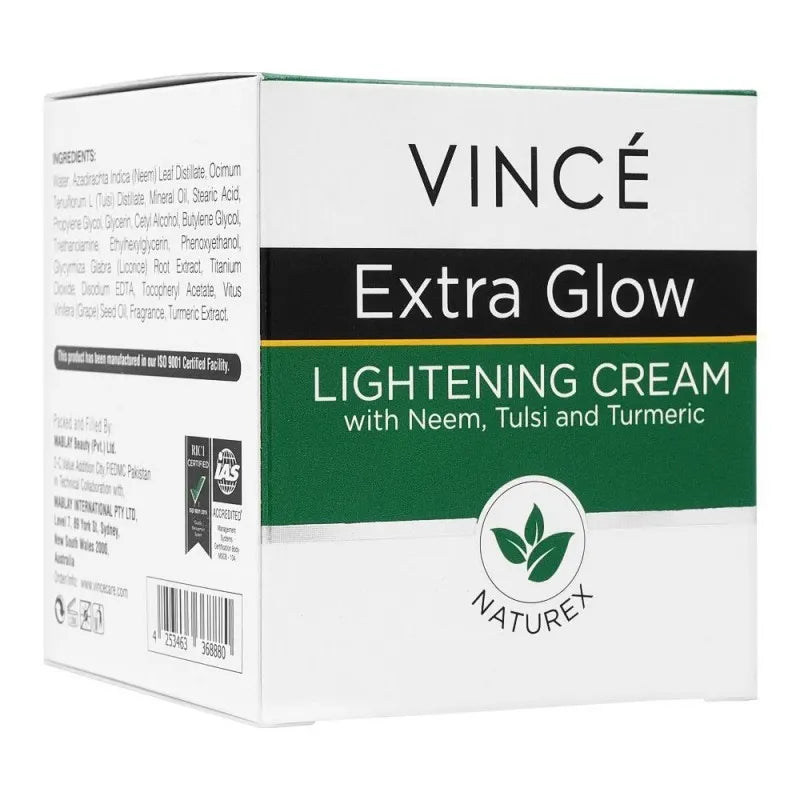 vince extra glow lightening cream, with neem, tulsi and turmeric, 40ml image2