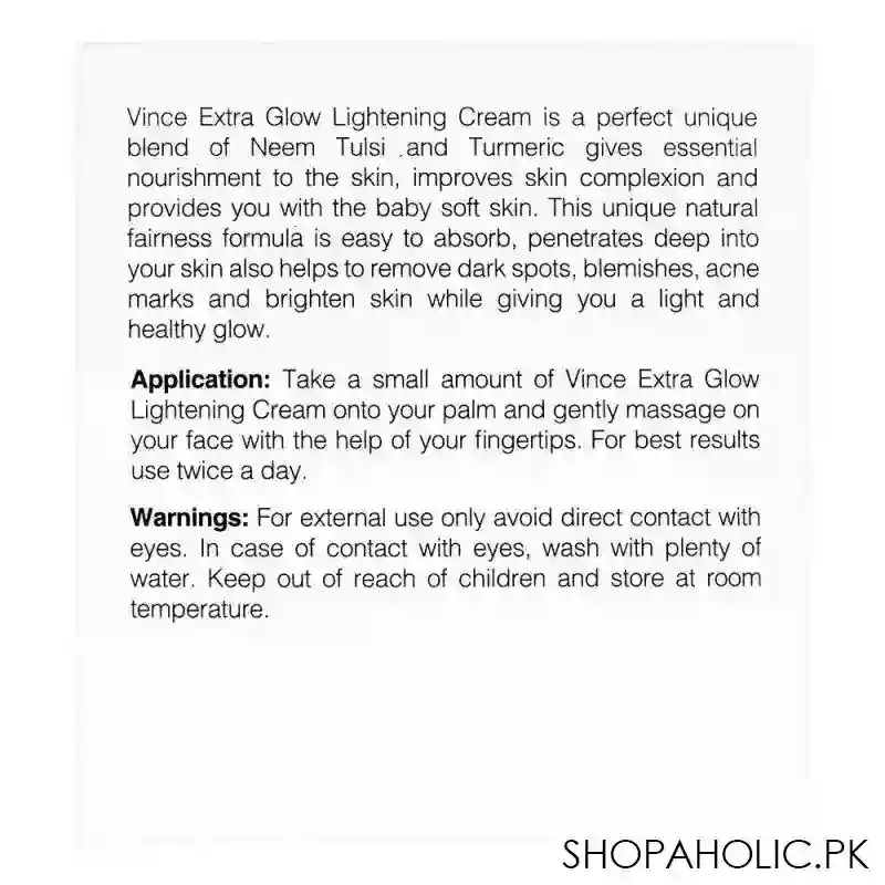 vince extra glow lightening cream, with neem, tulsi and turmeric, 40ml image3