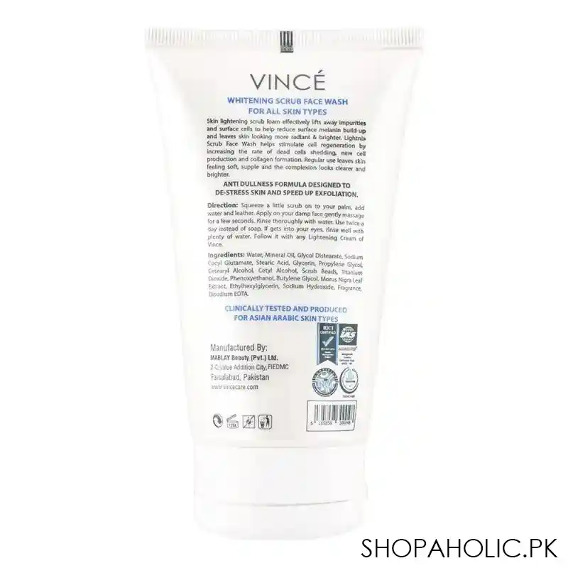 vince lightnix anti dullness whitening scrub face wash, 120ml image2