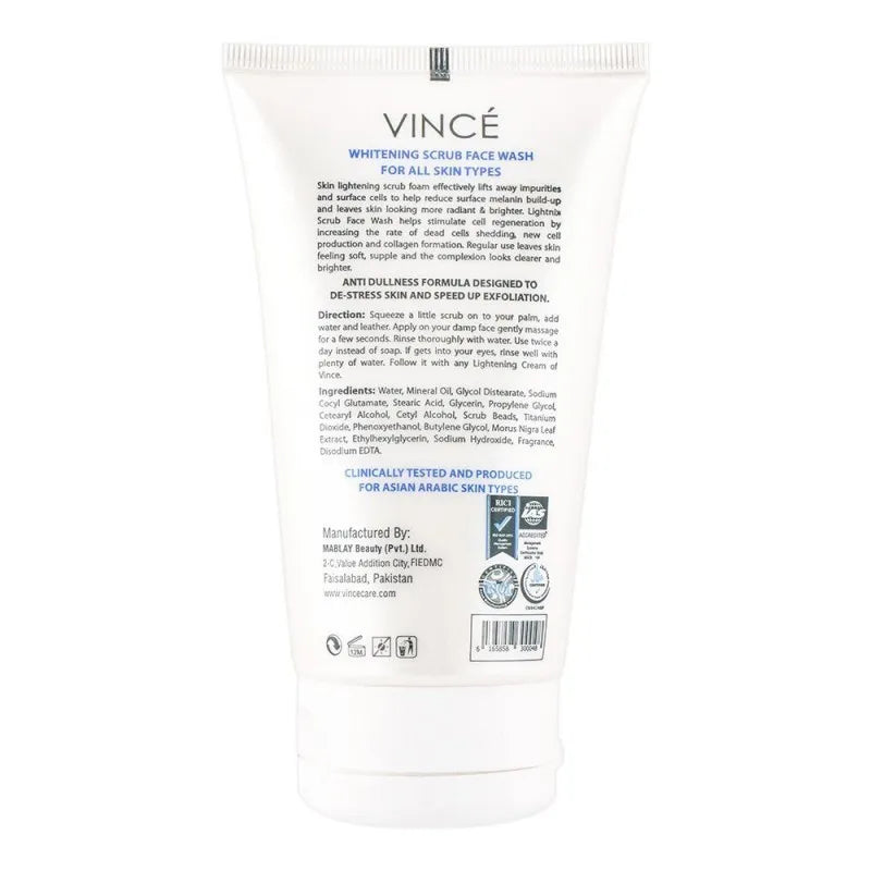 vince lightnix anti dullness whitening scrub face wash, 120ml image2