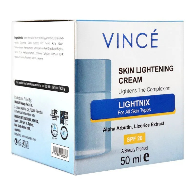 vince lightnix skin lightening spf 20 cream, all skin types, 50ml image2