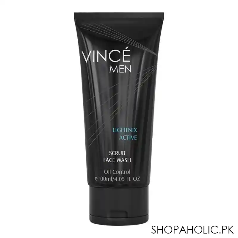 vince men lightnix active scrub face wash, oil control, 100ml main image