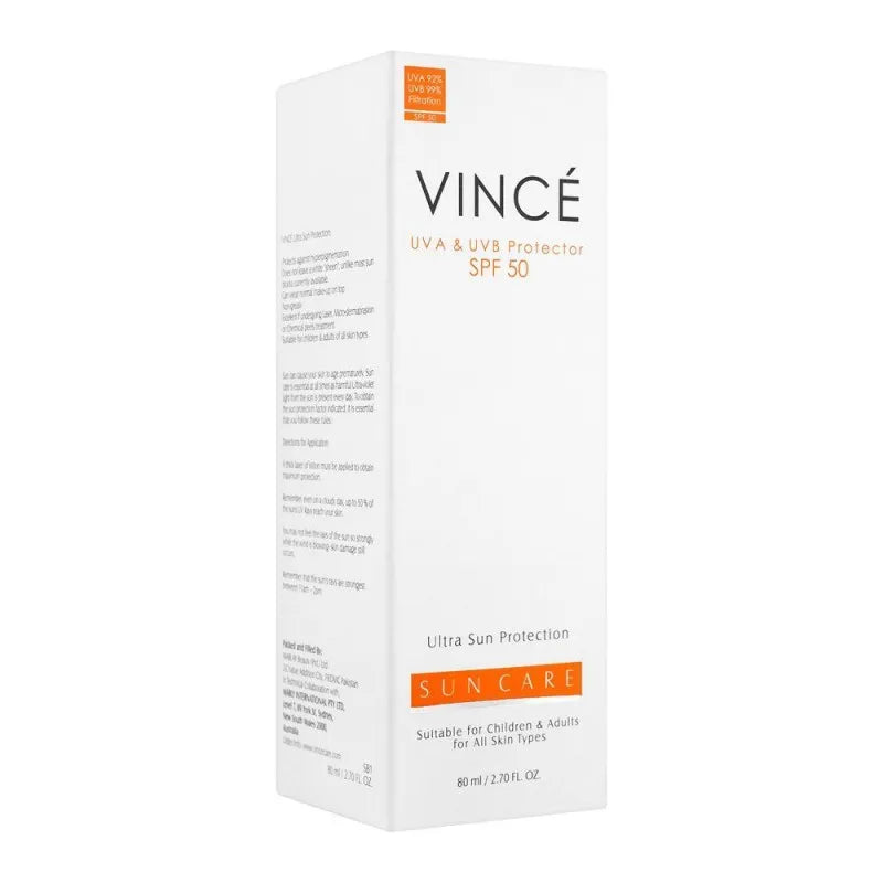 vince suncare uva & uvb protector, spf 50, all skin types, 80ml image2