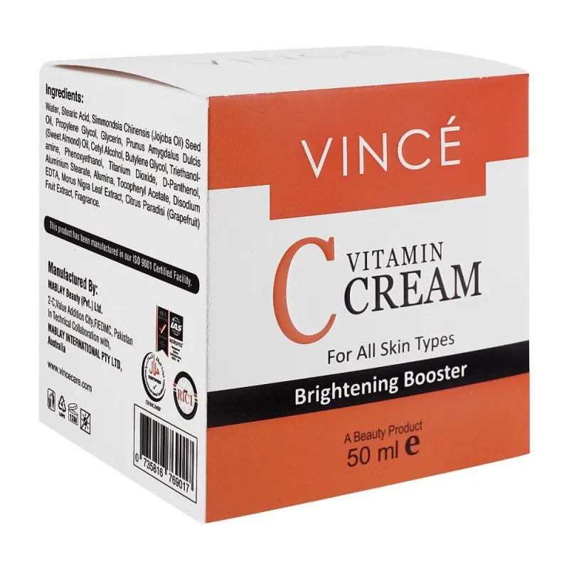 vince vitamin c brightening booster cream, for all skin types, 50ml image2