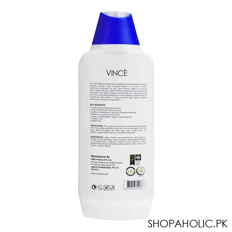 Vince Whitening With Vitamin C Sulfate Free Shower Gel, 300ml - Image 3